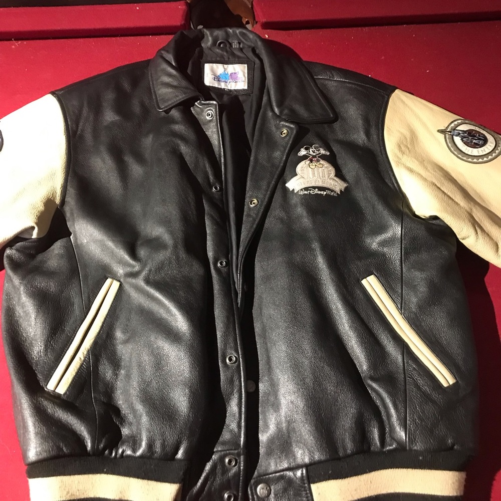 Disney land resort leather letterman jacket - Picture 1 of 5